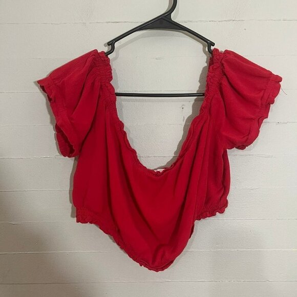 Showpo Red Off The Shoulder Crop Top SZ 10 - Picture 1 of 5